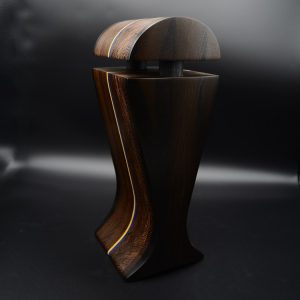 black hornbeam and wenge with Ukrainian colors exotic wood headphone stand