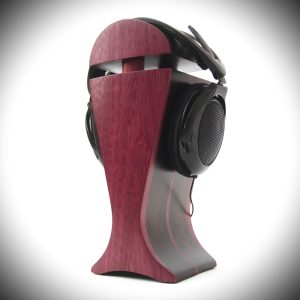 amaranth and black hornbeam exotic wood audiophile headphone stand