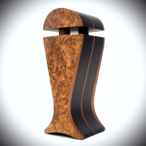 elm burl veneer and black hornbeam exotic wood audiophile headphone stand - no hp