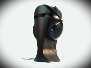 bog oak and black hornbeam exotic wood headphone stand