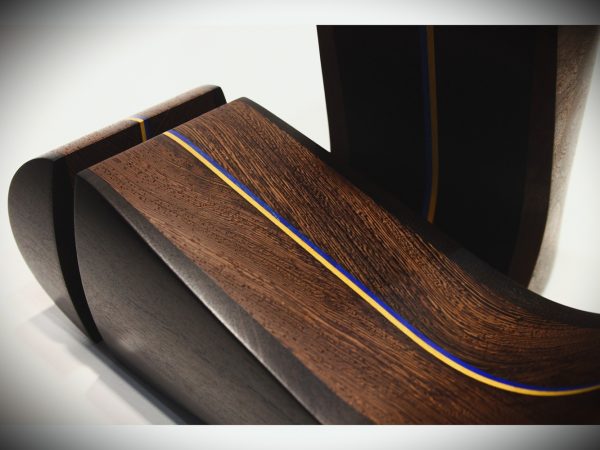 wenge and black hornbeam exotic wood audiophile headphone stand with Ukrainian inserts