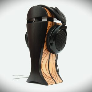 black hornbeam and zebrano exotic wood headphone stand