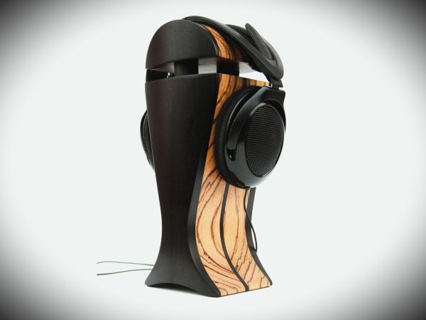 black hornbeam and zebrano exotic wood headphone stand