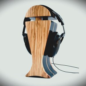 italian olive and black hornbeam exotic wood headphone stand